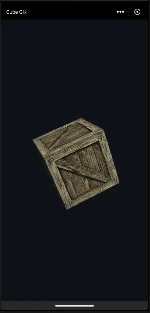 CubeGfx preview showing a rotating textured crate