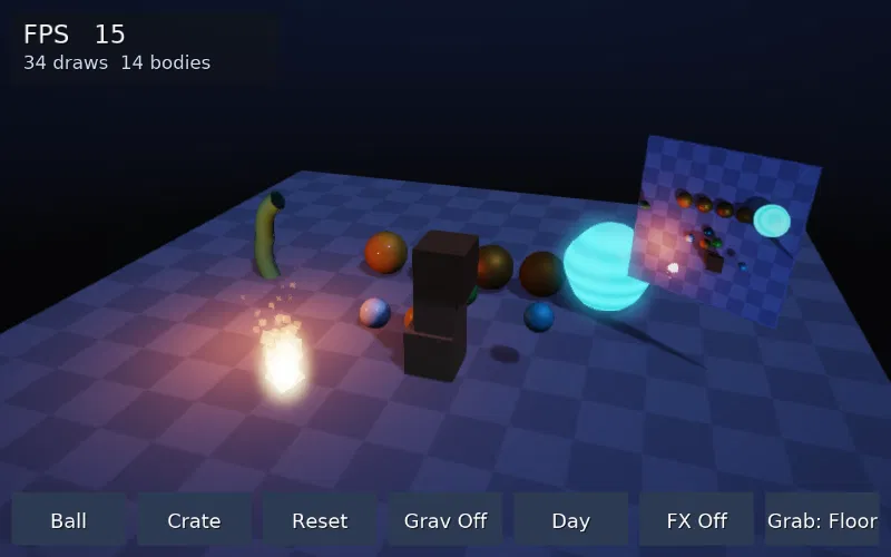 envgfx preview showing the physics sandbox